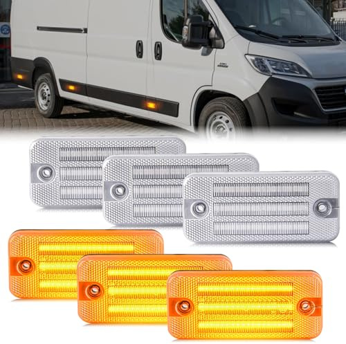 OZ-LAMPE Seitenmarkierungsleuchte für Ducato Citroen Relay Peugeot Boxer | LED Blinker Seitenblinker für Renault Trucks Magnum Trucks Midliner Midlum Premium mit Canbus Fehlerfrei, 6 Stück