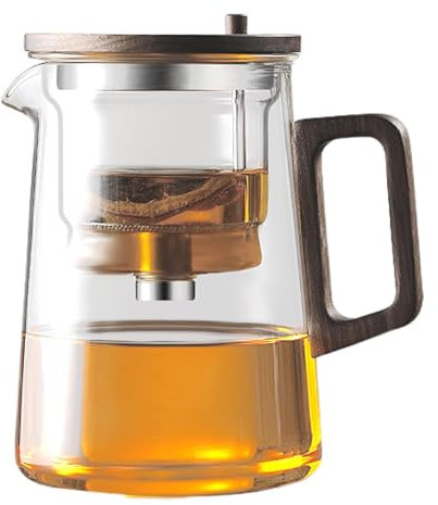 Water Separation Glass Teapot, Glass Water Separation Teapot with Press Control, Blooming and Loose Leaves Tea Maker Set for Men, Adults, Friends, Family