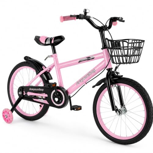 18 Zoll Kinderfahrrad, Verstellbarer Sitz & Lenker, Kohlenstoffstahlrahmen, Doppelbremsen, Stoßfeste Speichenräder, Magnetisches Blitzrad, Abnehmbare Stützräder