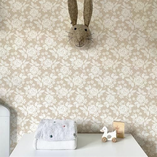 Selbstklebende Tapete Beige Rose Braun Strukturtapete Wandtattoo Schlafzimmer Tapete Selbstklebend Vliestapete Wallpaper for Living Room Tapeten Leicht zu Entfernen Wandschutzfolie 38.6x250.6cm