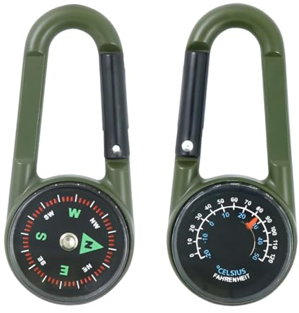 XUZOPIM Carabiner Compass, Compass Key Carabiners, Compass Carabiner 3 In 1 Thermometer, Key Ring Clip Snap Hook, Bussola Portachiavi, Compact Carabiners, Compass Carabiner Pocket