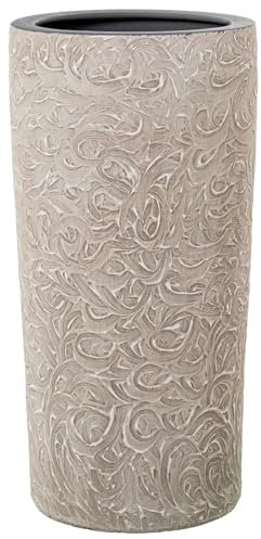 Paraguero redondo de ceramica con ondas en crema 25x25x50 cm