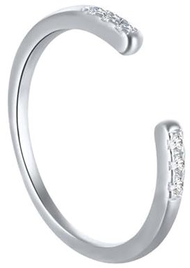 Tolldek 14K Au585 Weißgold Diamantring, Offen Verstellbar Verlobungsring, Gold 585 Solitärring Pärchen Ringe mit Moissanit Echt Gold Schmuck, Gr.52 (16.6)