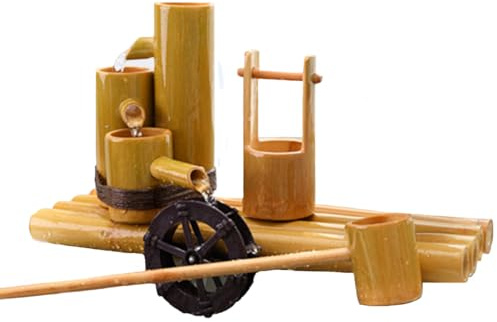 ZBJDX Bamboo Circulating Flowing Water Ornaments, Indoor Zen Fountain for Desks, Bamboo Tube Water Flow Device