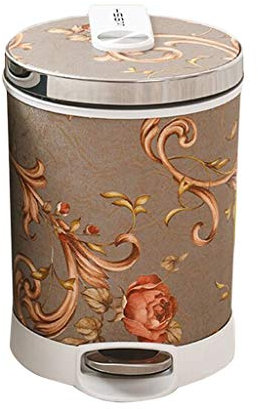 Poubelle à pédale pour salle de bain, maison, bureau, corbeille à papier durable, marron