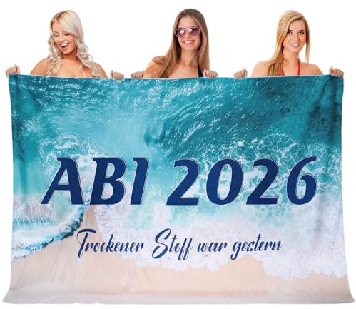 Namalu ABI 2026 Badetuch Extra Groß Geschenke Strandtuch Abitur 2026 Handtuch Strandtücher Duschtuch Badehandtuch Teppich für Abschlussfahrt Geburtstag Dusche Schwimmen(Blau,Strand)