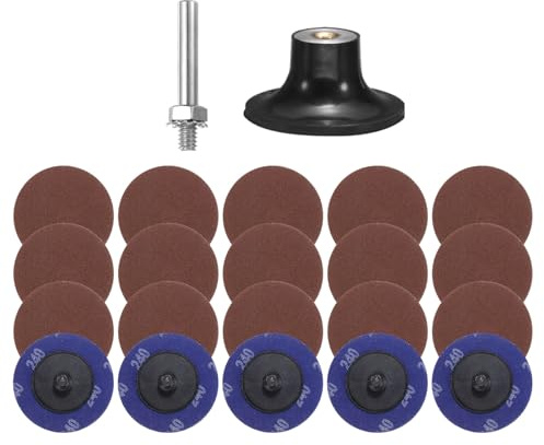 sourcing map 22pcs Quick Change Discs Set 2 Roll Lock Sanding Discs with 1/4 Shank Pad Holder 240 Grit Surface Conditioning Disc for Polish Rust Removal
