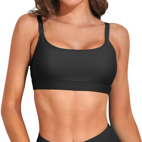 Zando Bikini Oberteil Damen Sportlich U-Ausschnitt Push Up Top Gepolstert Bustier Bademode