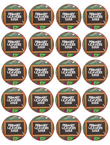 edible 20 x Primary School leavers 2026 cupcake toppers NOT-PRECUT wafer card