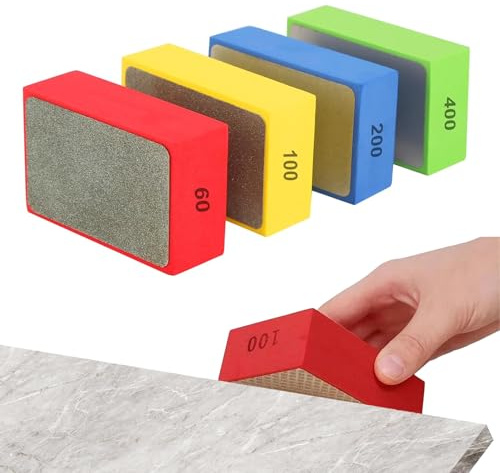 WOUYTPE 4 Pezzi Tamponi Abrasivi Diamantati, Blocchi Abrasivi Diamantati, Tamponi Diamantati Spugna, per Levigare e Lucidare Varie Pietre, Vetro, Piastrelle, ecc. (Grana 60, 100, 200, 400)