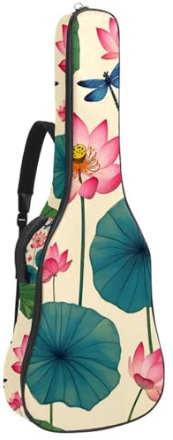 Gitarrentasche für Akustikgitarre, 101,6 cm, 101,6 cm, 106,7 cm, mit doppeltem verstellbarem Schultergurt und Schlaufe zum Aufhängen auf der Rückseite, Pink, Mehrfarbig 10, 42.9x16.9x4.7 in, Lässiger