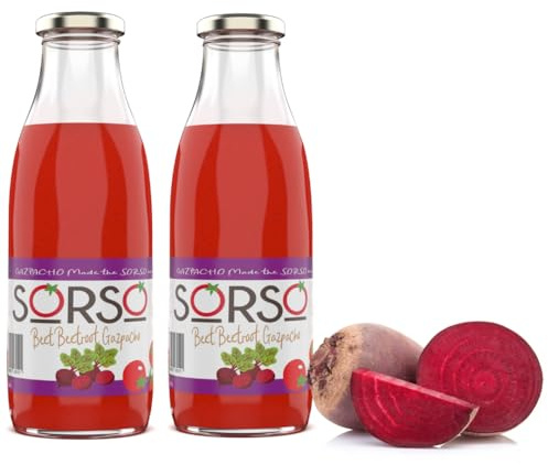 SORSO Beetroot Gazpacho | Fresh Chilled Spanish Soup | Vegan, Gluten-Free, 100% Natural | Ready to Drink or Heat | Premium Tomato Recipe | UK Made