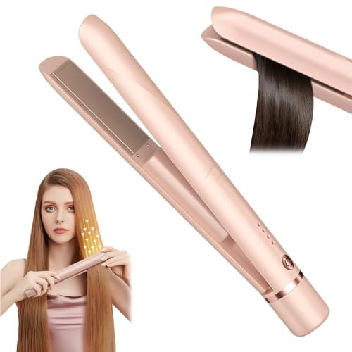 LYPPUL Mini ferro da stiro senza fili, 2 in 1 piastra per capelli e arricciacapelli, piastra da viaggio, ricaricabile USB portatile, ricaricabile con 3 impostazioni di temperatura