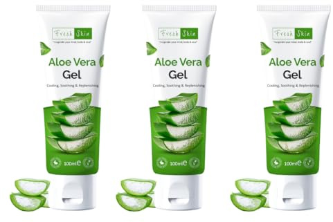 Aloe Vera Gel Tube 100ml (Pack of 3) - 99% Naturally Bio-Active Aloe Vera - Cruelty-Free and Vegan - Cooling, Soothing and Moisturising for All Skin Types