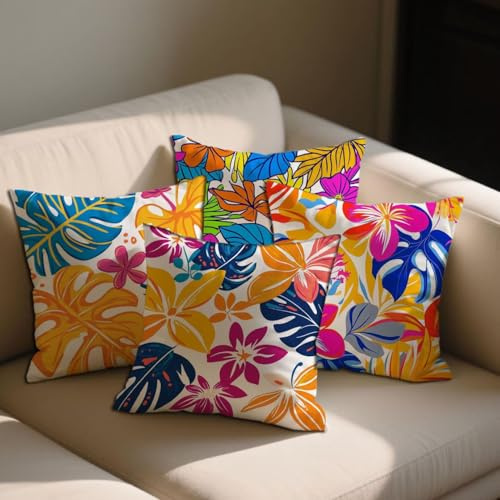 Piante Tropicali Cuscini da Esterno Impermeabili 100x100 cm Federe Cuscini Floreale Decorativi Copricuscini Set da 4 Impermeabili Velluto Copricuscini per Giardino Esterno Balcone Decor Regalo b-1166