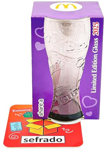 sefrado Bundle 1 x Cola Glas Lila McDonalds Ungarn 2025 Sammel Gläser kompatibel mit exclusivem Untersetzer