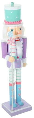 ULTECHNOVO Casse-Noisette en Bois Artisanal 38cm Couleur Violette Décoration De Noël pour Bureau Chambre Maison Accessoire Présent De Fête