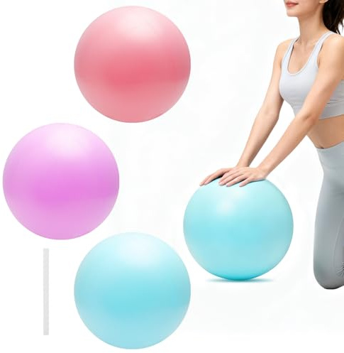 TNSLAND 3 pelotas de pilates, suaves, antideslizantes y gruesas, pequeñas con tubo de soplado, accesorios de pilates y yoga para gimnasio, hogar, oficina