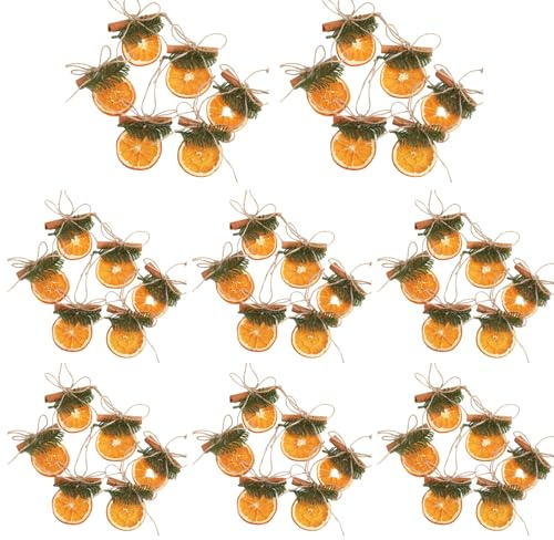 Muzrunq 48 rodajas de Naranja secas para Manualidades, para Colgar con Cuerda de cáñamo, para árbol de Navidad, Guirnalda, Pared, Puerta, Ventana, Estilo 2.