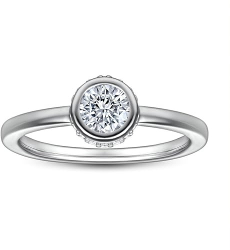 Calefee 950 Platinum Rings for Women Engagement, Lab Created diamond Ring 0.5ct Size O 1/2, Womens Wedding Jewelry