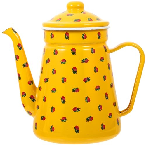 PAMINGONO Bollitore per Tè Vintage in Smalto con Manico Confortevole e Beccuccio Sottile Bollilatte Pratico per Campeggio e Uso Quotidiano Riscaldamento Rapido e Sicuro per Acqua Caffè e Tè