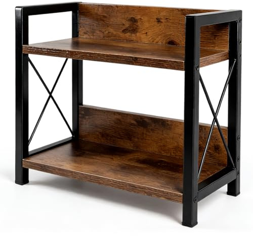 Piashow Küchenregal Arbeitsplatte, 2 Tier Gewürzregal Holz für Arbeitsplatte, Küche, Wohnzimmer, Büro, Badezimmer
