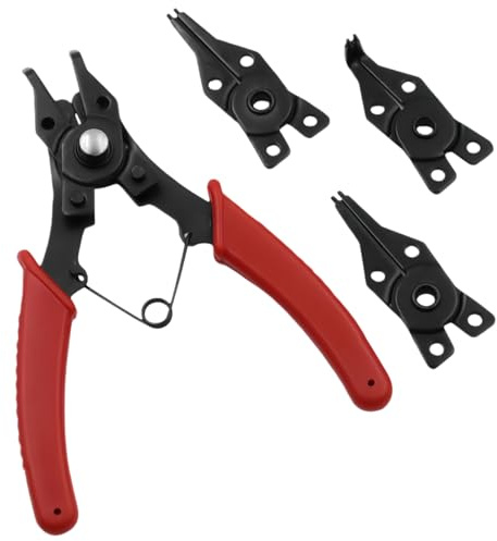 Alicates para anillos de alta resistencia – Kit de herramientas 4 en 1 para extracción | Pinzas para anillos de seguridad – para reparación de coches, motores, joyas, cables, tubos, instalaciones