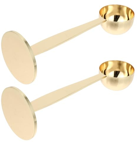 BESPORTBLE Lot de 2 Cuillères à Café Multifonctions en Acier Inoxydable Doré, Doseur et Tasseur à Expresso 2-en-1, Cuillère Mesurer Pratique pour Café Moulu, Usage Maison Cuisine