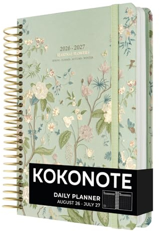 Kokonote Agenda Scolaire 2026 2027 Journalier Fleurs | Planner avec Spirale, Agenda 2026 2027 Étudiant ou Professionnel, Fourniture Scolaire Université