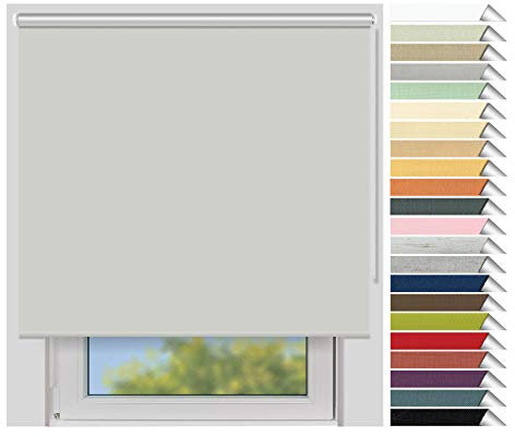 EFIXS Thermorollo Medium - 25 mm Welle - Breiten: 60-240 cm - Höhen bis 240 cm - Hier: 220 cm x 190 cm (Stoffbreite x Höhe) - hellgrau (054) - Hitzeschutzrollo - Verdunklungsrollo