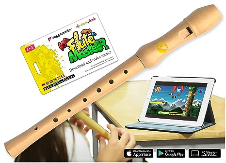 Voggenriiter 1143 Voggenriiter blockflöden från Berghorn för barn från 6 år inklusive flute Master (LernSoftware App) – tysk greppstil i färg natur natur Bergamorn
