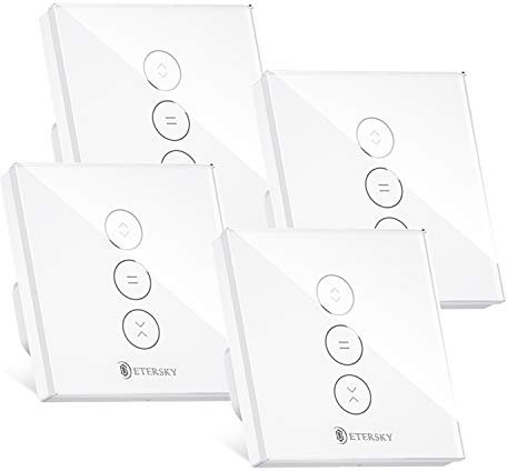 Interruttore Intelligente Tapparelle, Etersky Alexa Interruttore WiFi per Avvolgibili Tapparelle, Funziona con Alexa e Google Home, Controllo touch, Telecomando con App【Richiede Filo Neutro】4 Pezzi