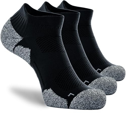 CWVLC Unisex Cushioned Compression Athletic Ankle Socks Multipack, 3-pairs Black, M (7.5-10 W US/ 6-8.5 M US)