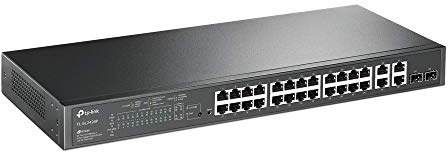 TP-Link SL2428P 24 Port Gigabit PoE Smart Switch, 24× Gigabit PoE ports, 802.3af-at 30W, 250W Total Budget, Network switch, Power Saving, Metal Case, Ethernet Switch, Ethernet Splitter