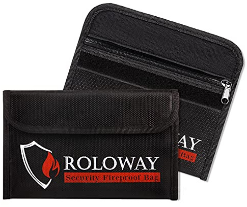 SEKAM Kleine Feuerfeste Tasche (12,7 x 20,3 cm),Nicht Feuerfeste Geldtasche für Bargeld, Wertsachen, Reisepass, Währung & Schlüssel (2er-Pack Schwarz)