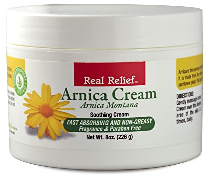 Real Relief Arnica Cream, Natural, Soothing, Non-Greasy and Unscented for Muscle Soreness and Massage, 8 oz (Pack of 1)