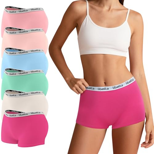 Uizuooy Boxershorts Damen Baumwolle Pantys Damen Weich Frauen Unterwäsche Stretch Hipster Sport Unterhosen Damen mit Baumwoll Schritt 6er Pack UN3-M-6