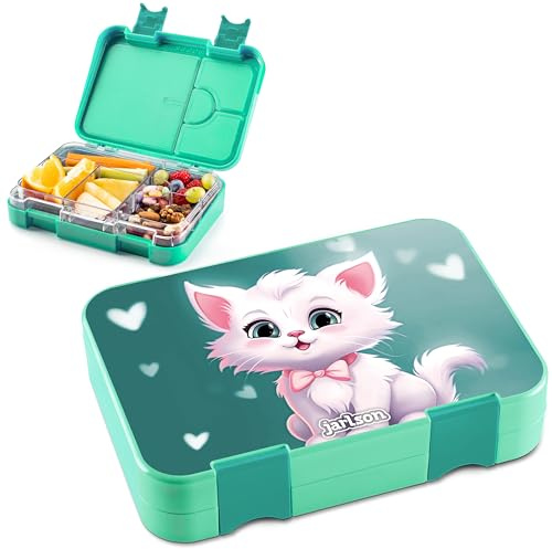 Jarlson® Brotdose Kinder mit Fächern - TONI Lunchbox - Bento Box auslaufsicher – Jausenbox für Kindergarten und Schule - Mädchen und Jungen | Vesperbox | Snackbox (KATZE 3.0)
