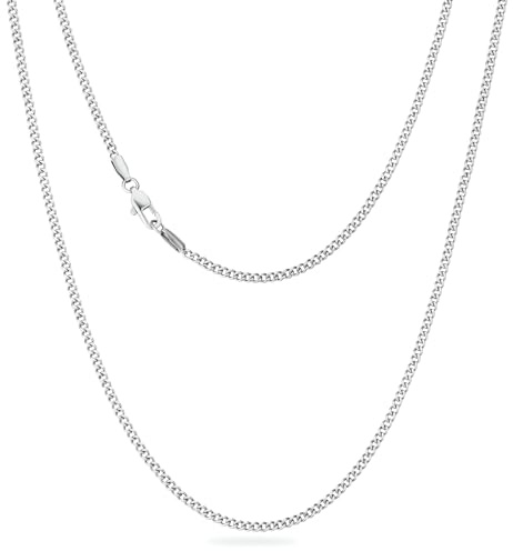 KRKC&CO 2mm Kette Damen Silberkette, Edelstahl Panzerkette mit Diamantschliff, Silberne Ketten Cuban Link Chains, Geschenke für Frauen Mädchen Herren Männer Jungs, [Länge 61cm]