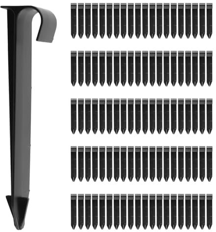 Tesmotor 100PCS Ground Securing Pegs for Drip Irrigation Line Weeping Pipe Soaker Hose, Ground Stakes for Vegetable Gardens Flower Beds Planting Watering System Tools Lawn Garden Supplies