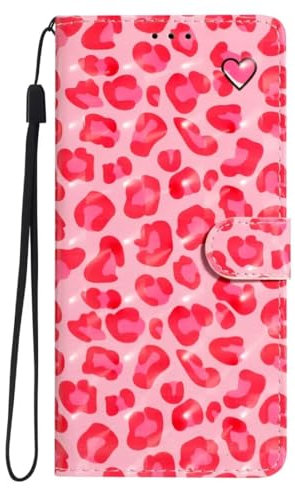 Hülle für Samsung Galaxy A12 Handyhülle [Premium PU Leder] [Kartenfach] [Standfunktion] TPU Stoßfest Schutzhülle Klapphülle Handytasche Lederhülle für Samsung Galaxy A12,Rosa Leopard