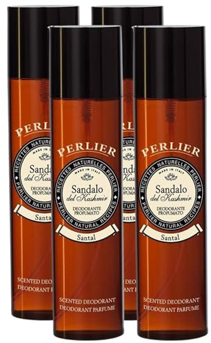 Perlier Deodorante Profumato, Sandalo Dal Kashmir. Senza Sali Di Alluminio, Parabeni e Siliconi. Spray No Gas 100ml (4 Unità)