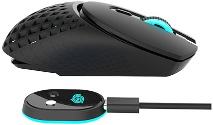 MKETech Electronics Nightwalker (MKE 824) Kabellose, schwere Gaming-Maus mit Wabengehäuse, RGB-Beleuchtung und magnetischer Ladestation, Schwarz