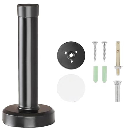CKLHCFF Edelstahl Türstopper, Stainless Steel Door Stopper, Wandtürstopper, mit Gummipuffern Boden Türkeil Boden Buffer für Alle Hartböden Wand zum Schutz von Türen Und Fenster (Schwarz, 8cm/3.15in)
