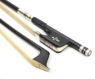 ModouString Cellobogen 4/4 mit Ebenholzfrosch, geflochtene Kohlefaser, Metalldraht, Dekoration, natürliches Pferdehaar, Fleur de Lis Inlay, Musikinstrumente