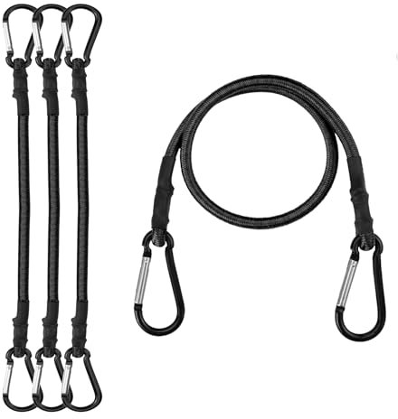 Bungee-Seil mit Haken aus Aluminiumlegierung, 91,4 cm, 4 Stück, hochwertige Gummigurte für Outdoor-Zelt, Gepäckträger, Camping, Ladung, Fahrrad, Lagerung, 91,4 cm, Schwarz