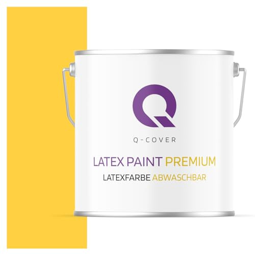 Q-COVER Latexfarbe Abwaschbar 5L (ca.35m2) Golden Farbton Innenfarbe Wandfarbe Deckenfarbe Klasse 2 Mattfarbe Für Allergiker Scheuerfest Geruchlos Frei Von Voc