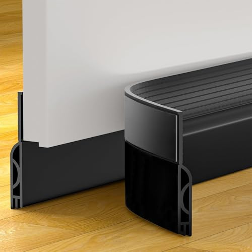 Türdichtung Zugluftstopper für Türen- Premium Türdichtung selbstklebend Energie Sparen Schnell einfach Angebracht Tür Zugluftstopper Luftzugstopper für Schallschutz, Kälteschutz (Schwarz, 1M)