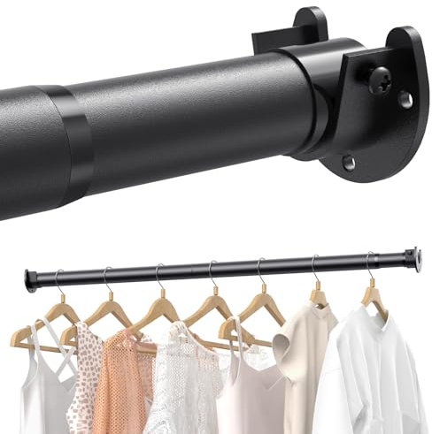 Wardrobe Rail, 43 to 97 CM Stepless Adjustable Metal Rails To Hanging Clothes, 3.3 CM Heavy Duty Wardrobe Rails and Fittings for Closet Wardrobes Laundry RV