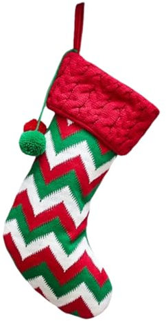 Weihnachtsstrümpfe Nikolausstrumpf 40cm Groß Gestrickt Weihnachtssocken Nikolausstiefel zum Befüllen Christmas Stockings Kamin Hängenden Strumpf Weihnachtsdeko (Grün)